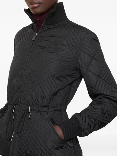 Burberry Micro Check-stitch Nylon Wakerley Jacket In Black
