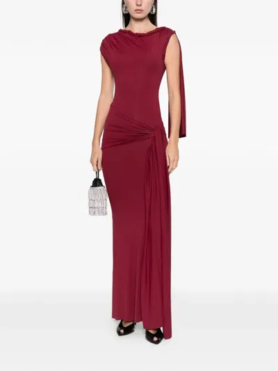Axel 113 Tiana Maxi Dress In Burgundy