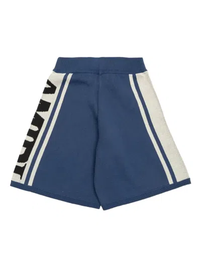 Amiri Striped Logo Shorts In Blue
