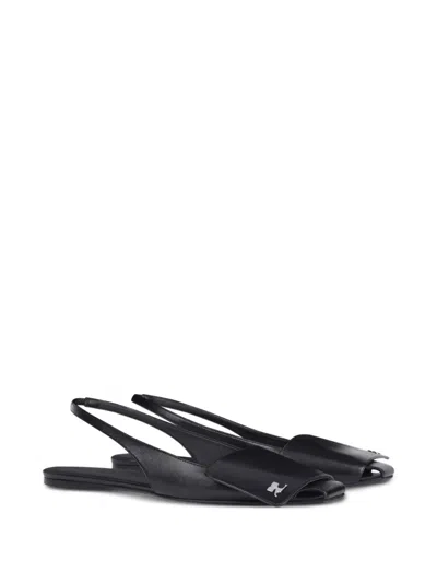 Courrèges Leather Slingback Ballet Flats In Multi