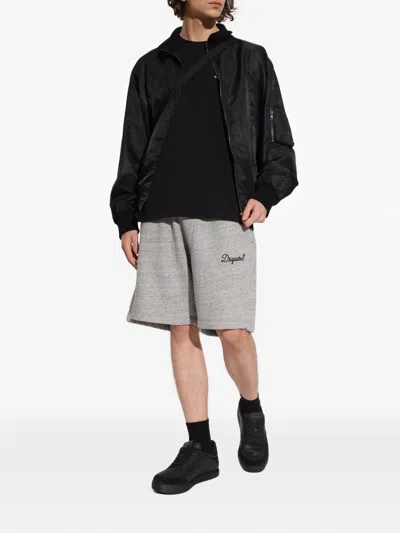 Dsquared2 Logo Embroidered Drawstring Shorts In Gray