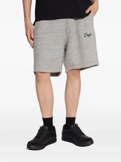 Dsquared2 Logo Embroidered Drawstring Shorts In Gray