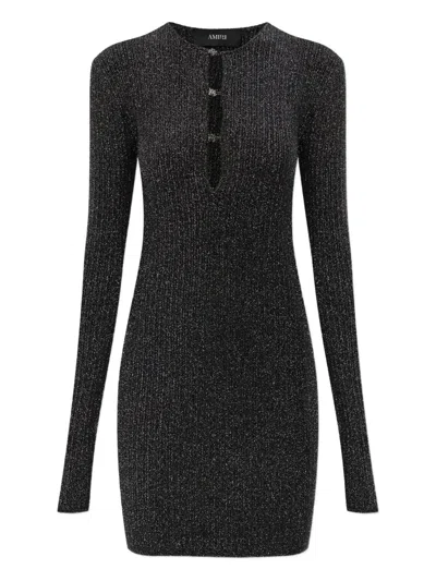 Amiri Keyhole Long-sleeve Mini Dress In Black