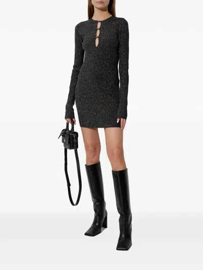 Amiri Keyhole Long-sleeve Mini Dress In Black