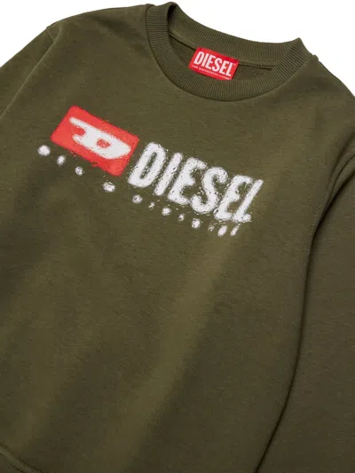 Diesel Denim Division Logo Crew-neck Sweatshirt In Green