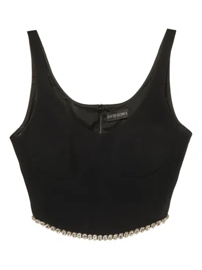 Pre-owned David Koma Crystal-embellishment Sleeveless Top In Black