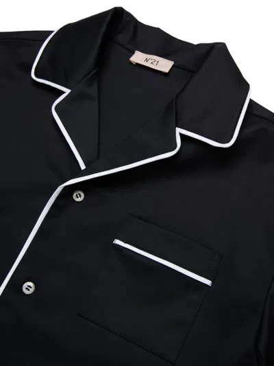 N°21 Piped Chest-pocket Shirt In Black