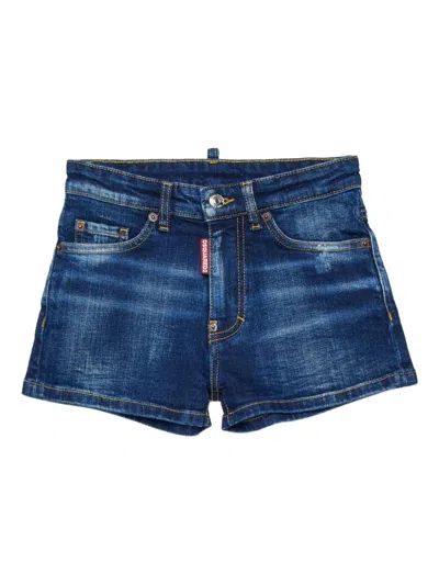 Dsquared2 Label-detail Denim Shorts In Blue