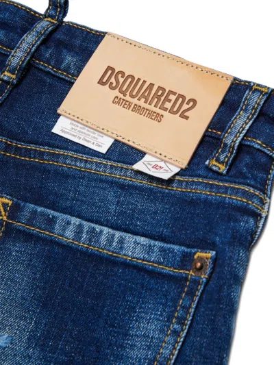 Dsquared2 Label-detail Denim Shorts In Blue