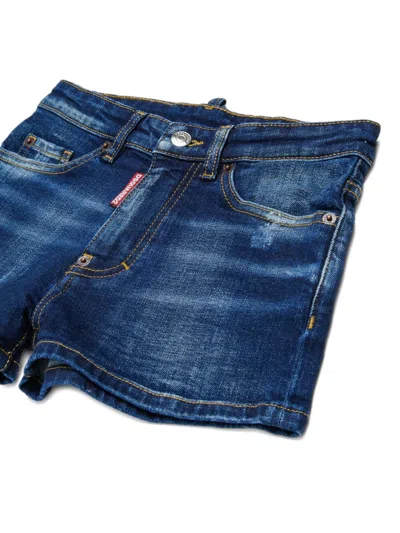 Dsquared2 Label-detail Denim Shorts In Blue