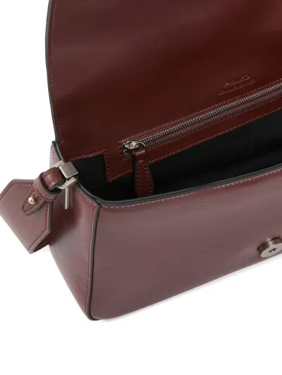 Pinko Medium Love Studded Bird Leather Shoulder Bag In Brown