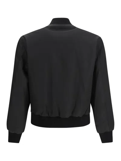 Versace Ribbed Cuffs Jacket Front Pockets Hem In Black