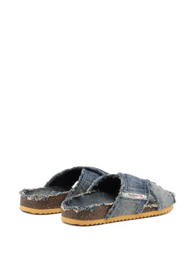 Diesel D-woodstock Cross Frayed Sandals In Blue