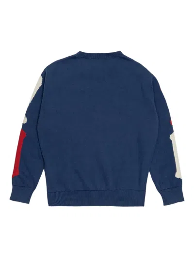 Amiri V-neck Embroidered Sweater In Blue