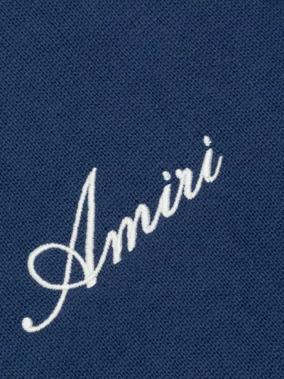 Amiri V-neck Embroidered Sweater In Blue