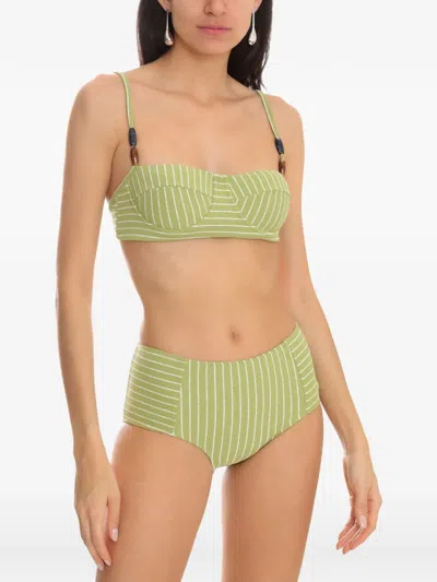 Brigitte Beaded-strap Striped Bikini In Green