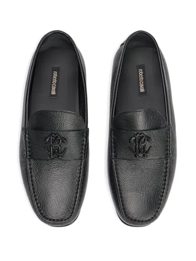 Roberto Cavalli Logo-embossed Loafers In Black