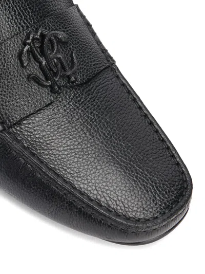 Roberto Cavalli Logo-embossed Loafers In Black