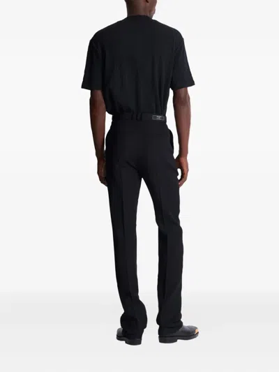 Balmain Navy Blue Twill Pant In Black