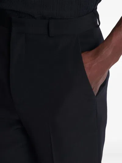 Balmain Navy Blue Twill Pant In Black