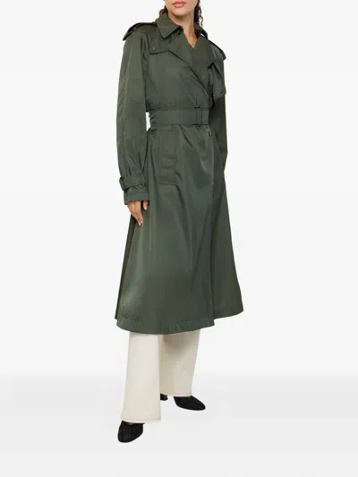 Burberry Hooded Belted Nylon Trench Coat In Green