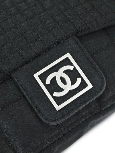 Pre-owned Chanel 2006 Choco Bar Quilted Interlocking Cc Logo Backpack In Black