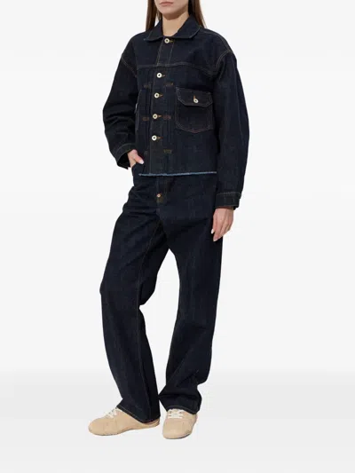 Kenzo Button Embellished Jacket In Blue