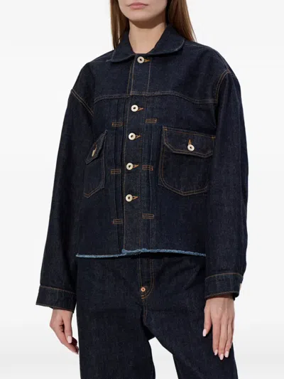 Kenzo Button Embellished Jacket In Blue