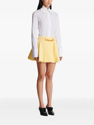 Balmain Chain-detail Mini Skirt In Yellow