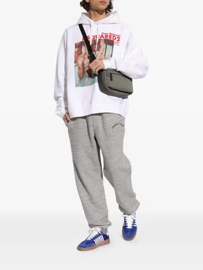 Dsquared2 Logo Printed Drawstring Sweatpants In Gray