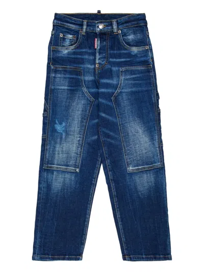 Dsquared2 Panelled Cotton Jeans In Blue