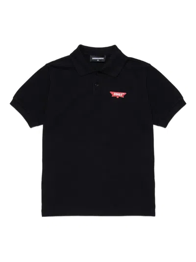 Dsquared2 Logo-appliqué Polo Shirt In Black