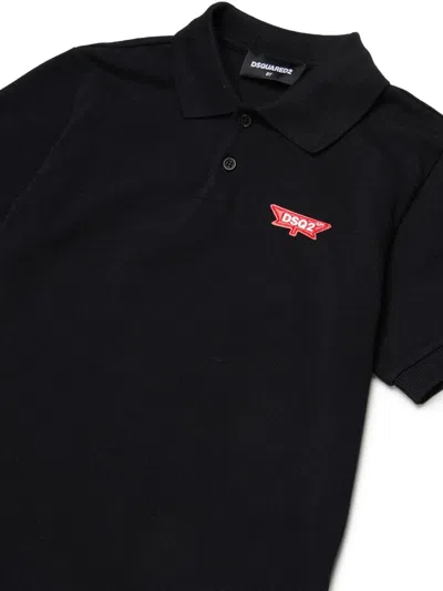 Dsquared2 Logo-appliqué Polo Shirt In Black