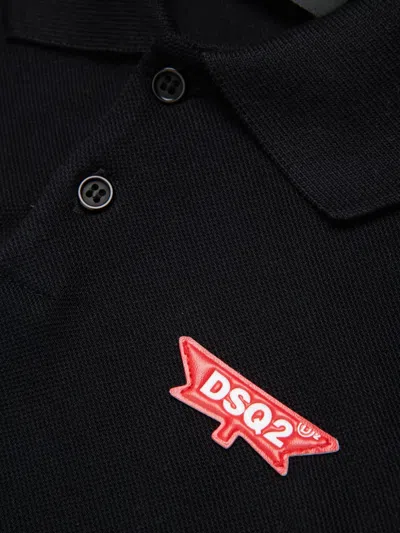 Dsquared2 Logo-appliqué Polo Shirt In Black