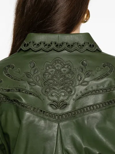 Farm Rio Richelieu Heart Embroidered Jacket In Green