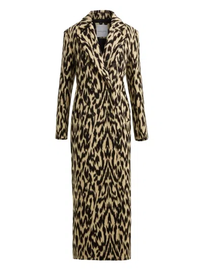 Brandon Sun Printed Double-breasted Coat In Brown