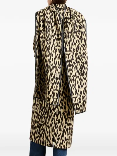 Brandon Sun Printed Double-breasted Coat In Brown