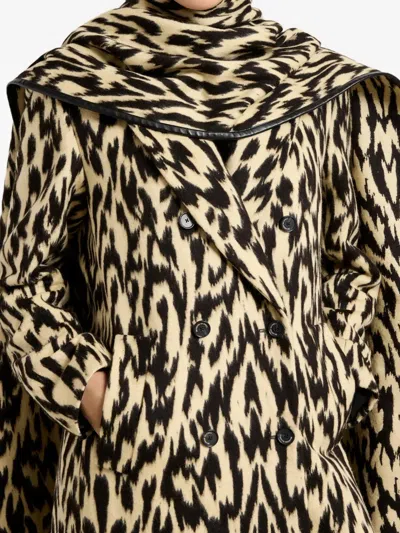 Brandon Sun Printed Double-breasted Coat In Brown