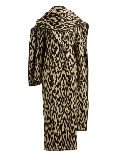 Brandon Sun Printed Double-breasted Coat In Brown