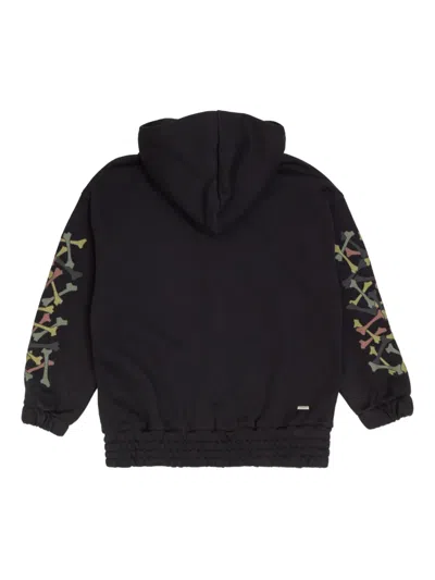 Amiri Bones Print Zip Hoodie In Black
