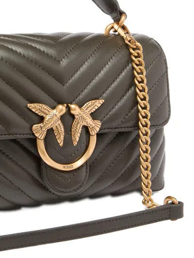 Pinko Mini Lady Love Chevron Bird Tote Bag In Green
