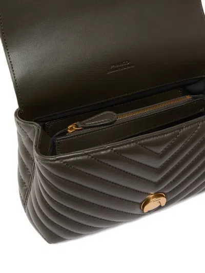 Pinko Mini Lady Love Chevron Bird Tote Bag In Green