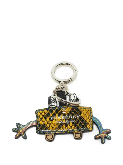 Pre-owned Burberry Monster Leather Bag Charm In Yellow