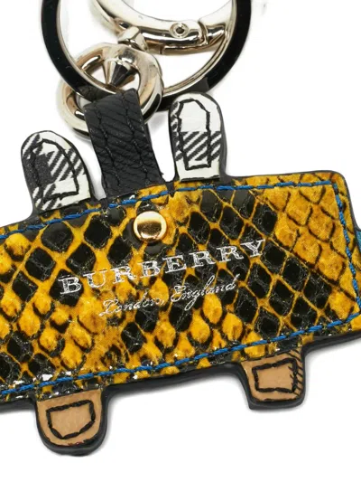 Pre-owned Burberry Monster Leather Bag Charm In Yellow