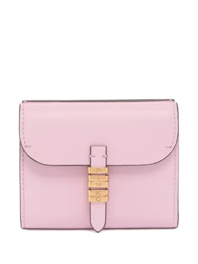 Pinko Buckle Leather Wallet In Pink