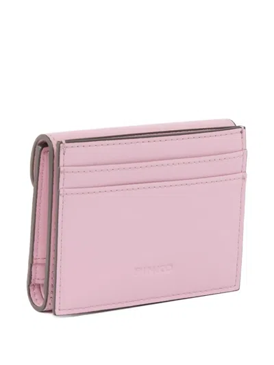 Pinko Buckle Leather Wallet In Pink
