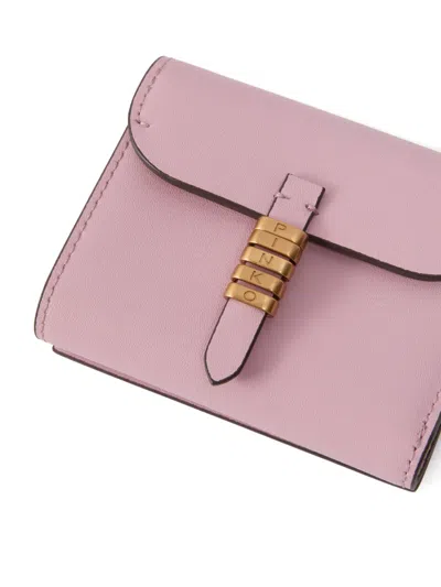 Pinko Buckle Leather Wallet In Pink