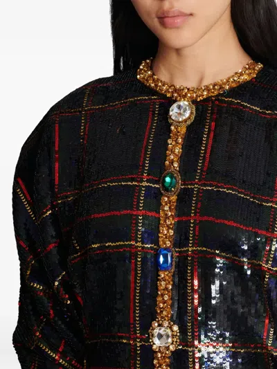 Balmain Sequin-embellished Plaid Dress In Multi