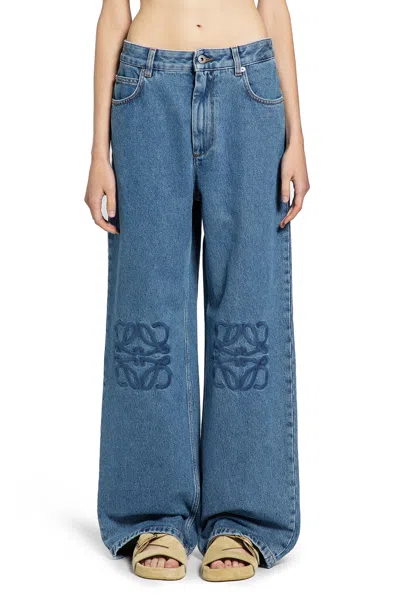 Loewe Anagram Baggy Jeans In Denim In Blue