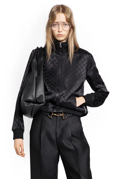 Gucci Gg Satin Track Jacket In Black